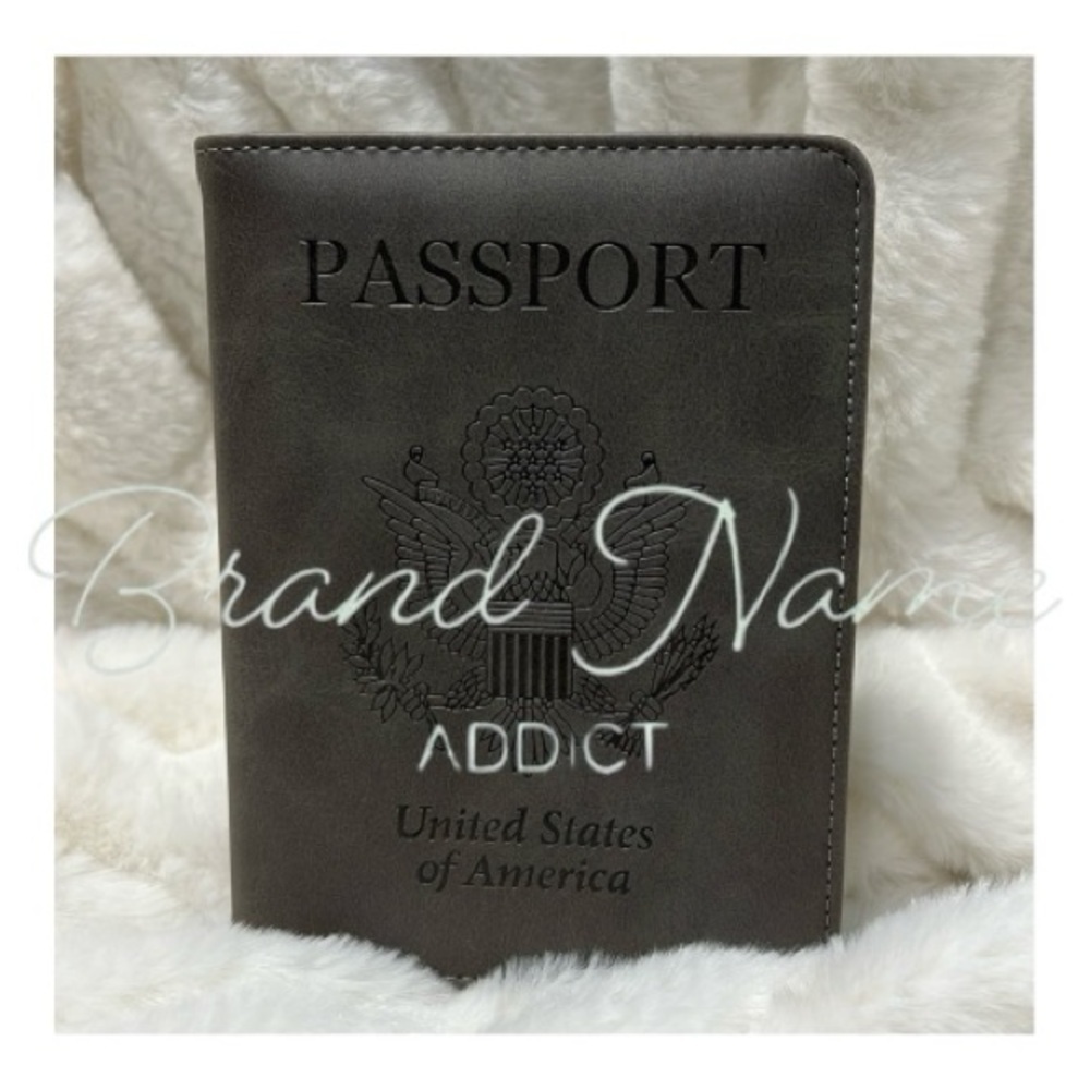PRICE IS FIRM - Gray Basic Faux Leather USA Passport Wallet